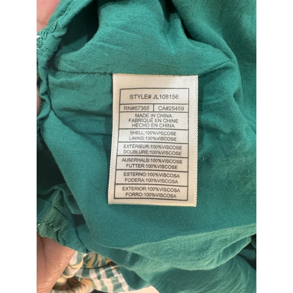 Betsey Johnson Maxi Dress Womens Small Tropical Palm Smocked Puff Sleeve Boho - Picture 6 of 7